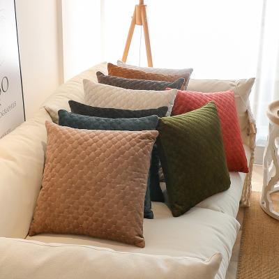 China Modern Quilted Cushion Covers Anti-Pull 43X43cm Decorative Soft Luxury Velvet Throw Pillow Cover For Sofa Couch Living Room Bedroom for sale