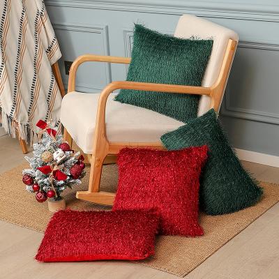 China PORTABLE Wholesale Home Decor 140g Tile Cases Merry Christmas Decoration Red Green Square Cushion Cover for sale