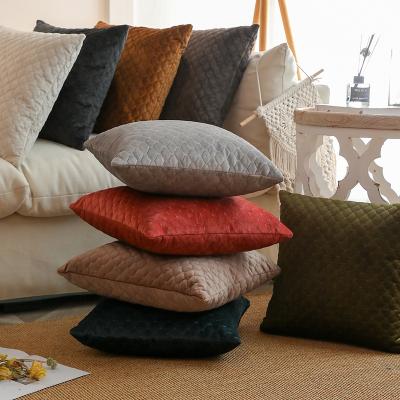 China Sustainable Ready Made Luxury Cushion Cover 45*45CM Quilted Velvet Pillows Home Decor Pillow Case for sale