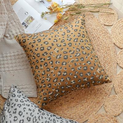 China Viable Hot Selling Leopard Prints Animal Pillow Case Cushion Cover Pattern Jacquard Home Decor Silky Checks for sale