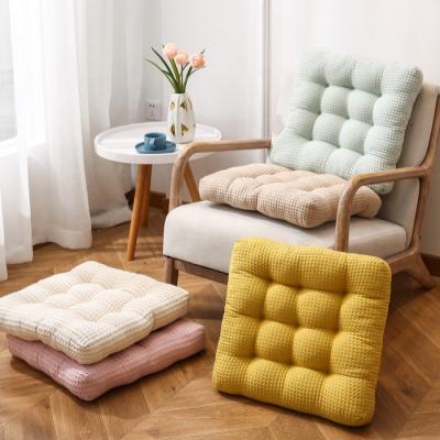 China Viable Wholesale Unique Square Bright Floor Mats 45*45cm Colors Pouf Plaid Waffle Cotton Cushions for sale