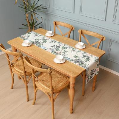 China New Arrivals Square Silky Ends Triangle Table Runners Tropical Printing Table Runner for sale