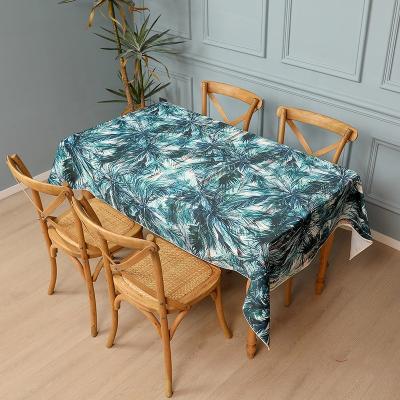 China Hot Sale Waterproof Silky Tablecloth Table Covers Tropical Coconut Trees Printing Tablecloths for sale