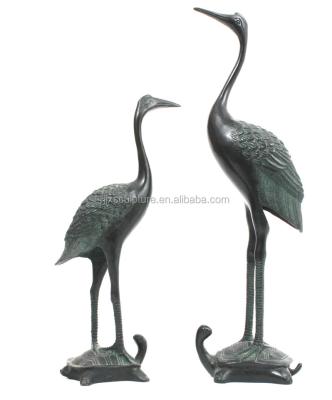 China bronze garden crane sculpture crane stand on turtle statue TD-ANL-483 for sale