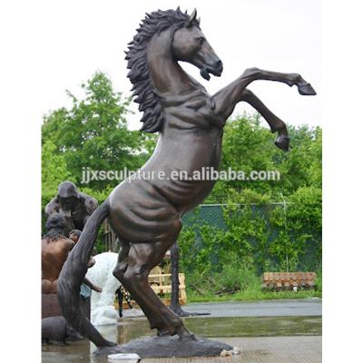 China Europe Outdoor Life Size Large Cast Bronze Copper Statue Leaping Standing Horse Sculpture for sale