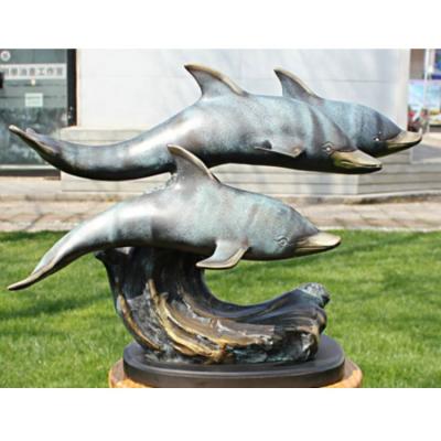 China Europe Bronze Sculpture Copper Decorative Dolphin Cast Metal Brass Statue for sale