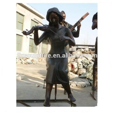 China Europe Life Size Bronze Girl With Violin Statue Sculpture for sale