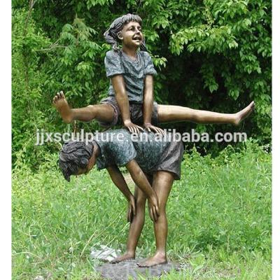 China Life Size China Children Bronze Sculpture Boy And Girl Playing Games Statue for sale