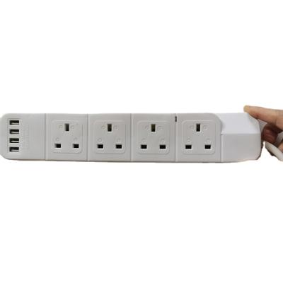 China Commercial UK Extension Lead with 4 USB2 Meter UK Cable Electric Plug Socket Mains Power 4 Strip Way for sale