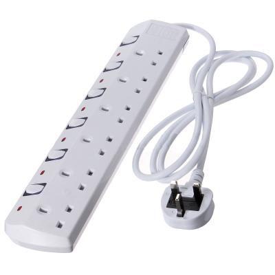 China (Ready To Ship) Residential / General Purpose 13A Fused BS Approved 6 Gang UK Plug Outlet Power Strip With LED Switch Light for sale