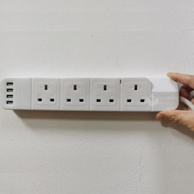 China General British Electric 4 Outlet BS Socket Outlet4 USB Ports Certification Residential / General Purpose UK Power Strip for sale