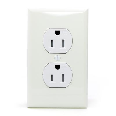 China Residential / General Purpose American Duplex Flat Socket Outlet White Tamper Heavy Duty 15 Amp 125v for sale