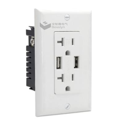 China Residential / General Purpose High Speed ​​USB Charger Outlet, USB Wall Charger Duplex Receptacle, Tamper-Resistant Receptacle 20a Wall Outlet With Wall Plate for sale