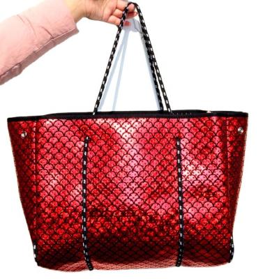 China Wholesale Custom Neoprene Bag Lady Handbag Neoprene Waterproof Portable Beach Bag Neoprene One Shoulder Handbag for sale