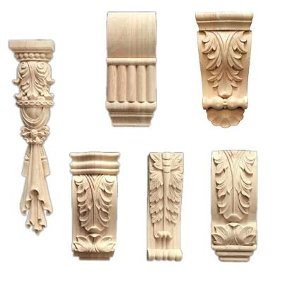 China Contemporary Decorative Carved Floral Roman Solid Wood Fireplace Braces Braces Furniture Accessories for sale