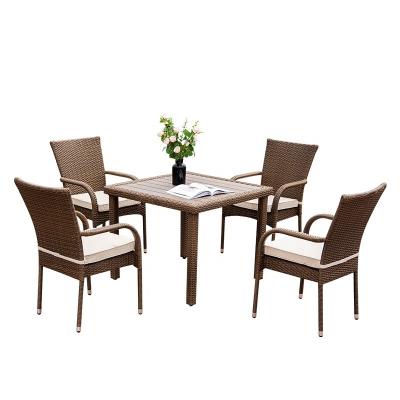 China Modern Outdoor Garden Furniture Sets Rattan Dining Chair Table 4Seater Wicker Patio Furniture 5Pcs Outdoor Garden Set for sale