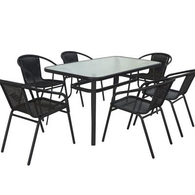 China Simple Morden Rectangular Tempered Glass Dining Table Set 150X90CM Large Size For 6Pcs Seat for sale