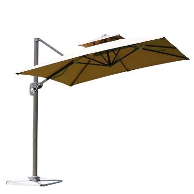 China Roma Modern Outdoor Aluminum Umbrella 3*3M Sun Parasol Hanging Iron Double Layer Garden Restaurant Waterproof Cantilever Patio for sale