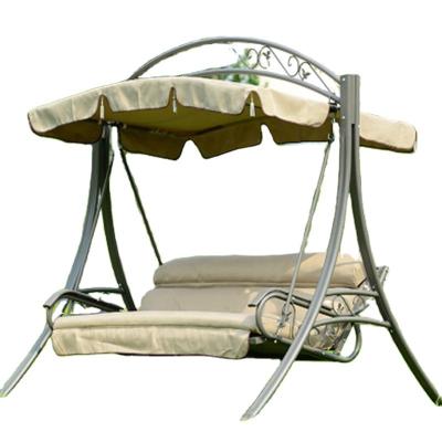 China Modern High Quality Garden Swing Sets Beach Metal Patio Wrought Iron Patio Swings 3 Seater Swing Cushion for sale