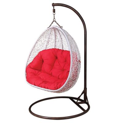 China Durable Stable Cheap Egg Rattan Hanging Chair With Stand For Double Seater for sale