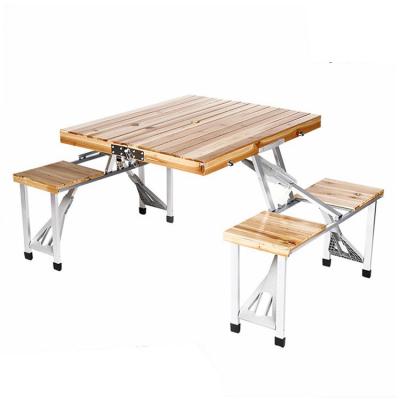 China Contemporary Camping Folding Picnic Table And Chair Set Wood Folding Lightweight Camping Table for sale