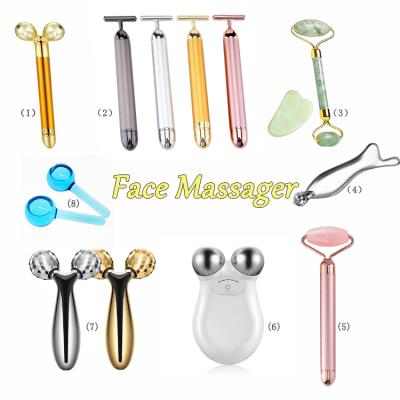 China Blood Vessel Removal 24k Gold Pulse Energy Vibrating Roller Skin Care Electric Facial Lifting Face Tighten Massager Beauty Bar for sale