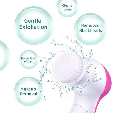 China Acne Treatment Super Sonic Face Cleansing Brush 5in1 Electric Facial Device for sale