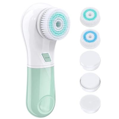 China Acne Treatment 5 in 1 Electric Vibration Face Massager Waterproof Brush Rotation Vibrating Facial Deep Cleansing Brush for sale