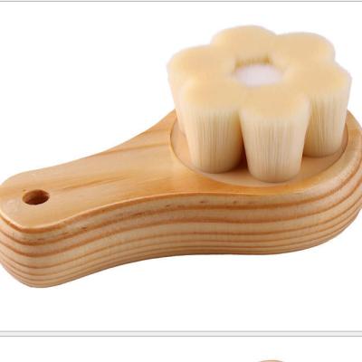 China Acne Treatment Pine Wood Handle Facial Cleansing Sweep Skin Care Soft Manual Face Hair Fiber Facial Cleansing Brushes for sale