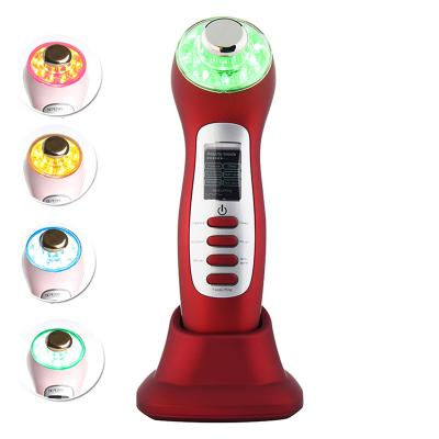 China Blood Vessels Removal Cool Lifting Led Vibrator Hot Cold Facial Massager 6 In 1 Ultrasonic Face Lift RF Beauty Machine EMS for sale