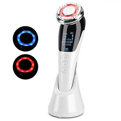 China Portable Wrinkle Remover Skin RF Machine Face 5 In 1 Therapy EMS Device Home Face Massager Led Light Beauty Equipment for sale