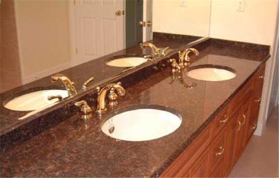 China Single / Double Sink Prefab Granite Bathroom Vanity Tops for toilet , washroom for sale