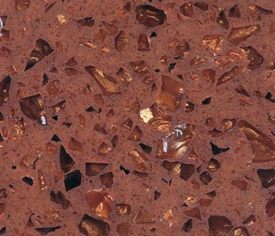 China Crystal Shining Brown Quartz Kitchen Countertops / Work Top with Polished Surface for sale