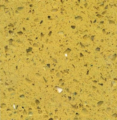 China Crystal Yellow Polished artificial quartz stone kitchen top / quartz floor tile for sale