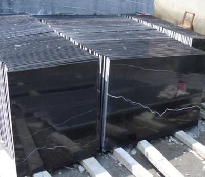 China Nero Marquina Black Marble paving slabs / flooring tiles with 1 - 3cm Thickness for sale