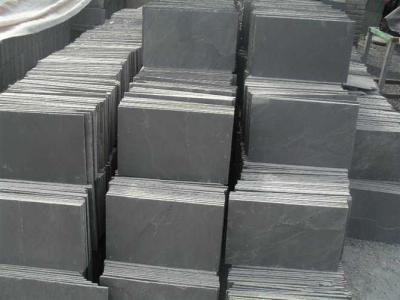 China Natural Black Slate Stone Tile , Split slate tiles for floor 150*600mm 180*350mm for sale