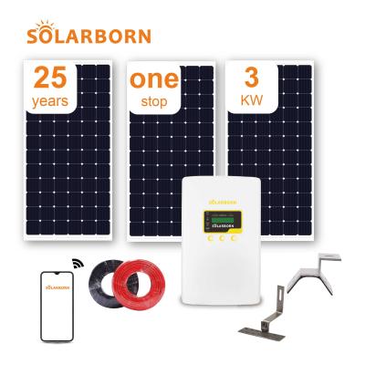 China Home Power Price Home Rack Panel Inverter Kit Solar System Solarborn 3kw Solar Energy System for sale