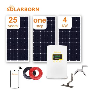 China Home Full Power Home Rack Panel Inverter Kit Solar System Solarborn 4kw Solar Energy System for sale