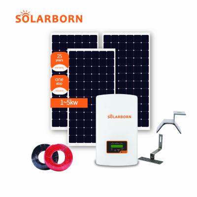 China Solarborn Home Complete Mini 1kva 2kw 3kw 5kw 10kw Inverter Off Grid Price Panel Home Power Solar Energy System For Homes for sale