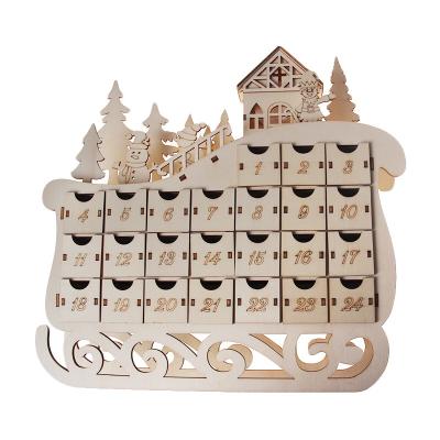 China Eco-Friendly Recycle Wooden Crafts DIY Toys Calendar Decoration Christmas Ornaments Gift Home Christmas Tree Storage Box for sale