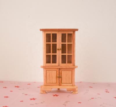 China Eco-Friendly Cottage Mini Doll Furniture Photography 1/12 Doll House Props Miniature Wooden Bookcase Crafts Wooden Toys for sale