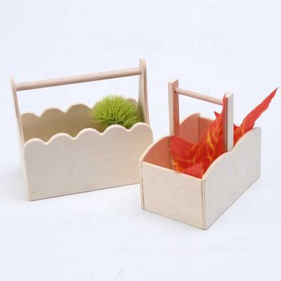 China Poplar wood handmade decorative wooden toys home office china basket diy hand basket for sale