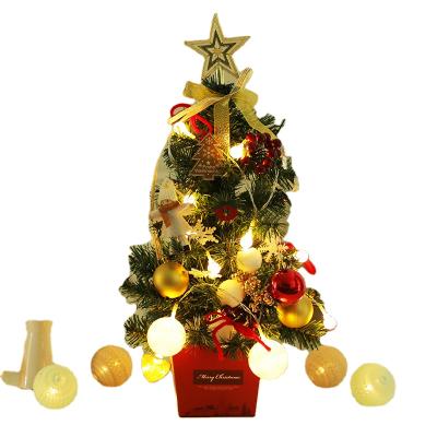 China Christmas Festival Decoration Most Popular Desktop 50cm Glowing Gold Mini Small Christmas Tree for sale