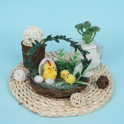 China Multifuction Simulation Plush Easter Chick Set Decoration Basket Chicken Ornaments Grass Nest Bunny Easter Kit for sale