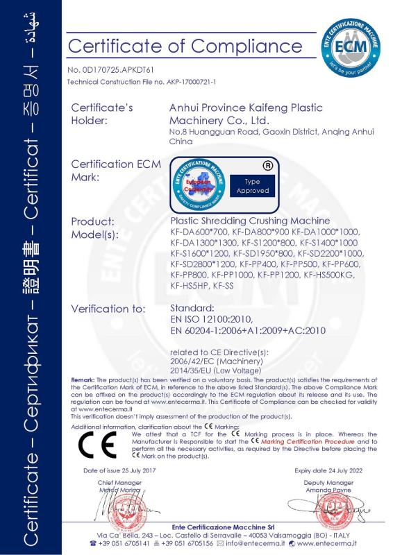 CE - Anhui Kaifeng Intelligent Equipment Co., Ltd.