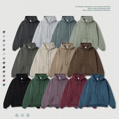 China high quality Anti-wrinkle heavy weight 380g empty hoodies wholesale zipper hoodie with cotton lining zipper up jacket cardigan for men for sale