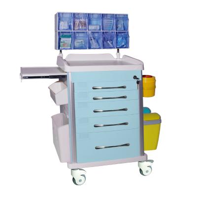 China ABS Modern 5 Drawer Medical Anesthesia Trolley With 10 Compartments for sale