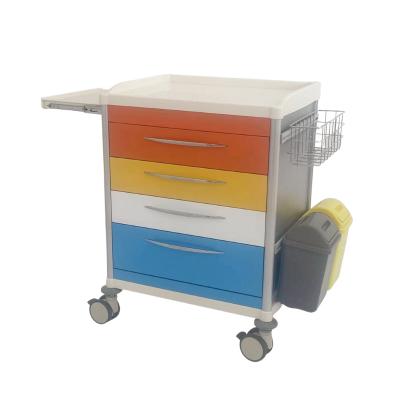 China Traditional Aluminum Alloy 5-Drawer Hospital Trolley Medicine Cart Rainbow Color for sale