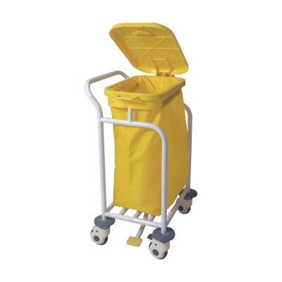 China Modern Medical Powder Coated Linen Carts With Yellow Dirty Bag for sale