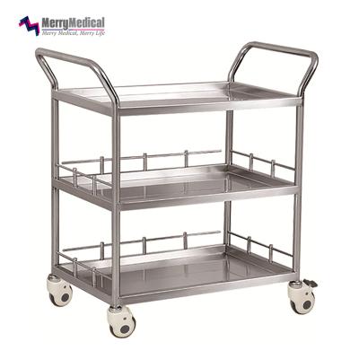 China Null Medical Trolley 3 Tier Stainless Steel Utility Cart With Wheels for sale